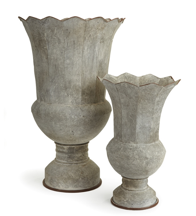 Galvanized Scalloped Urn, 25"
