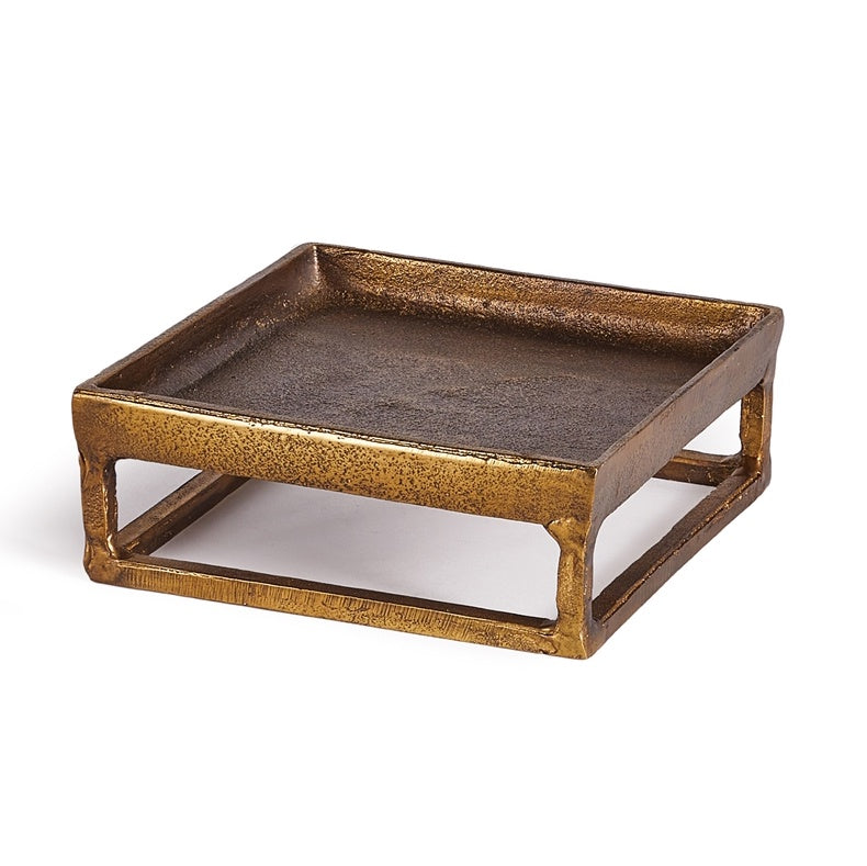 Brass-Finished Square Raised Tray