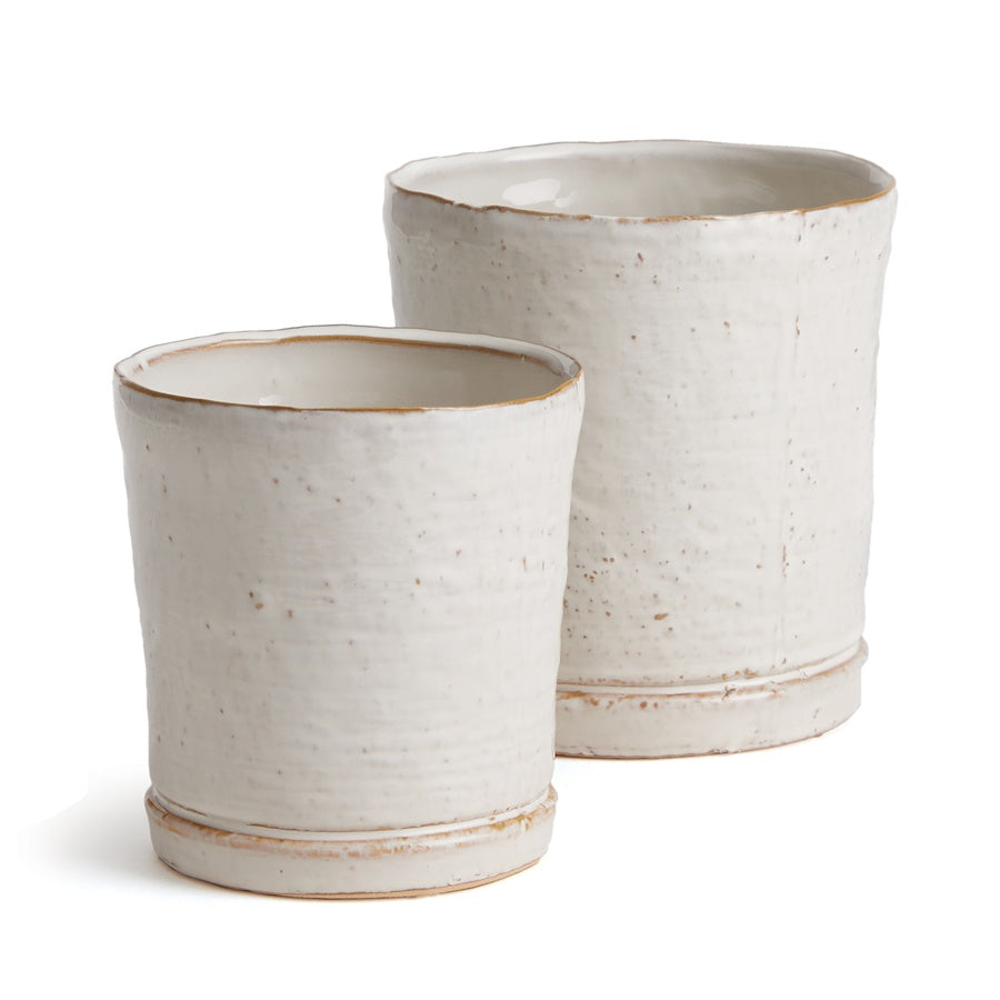 Glazed White Pot with Drain Hole, 6"
