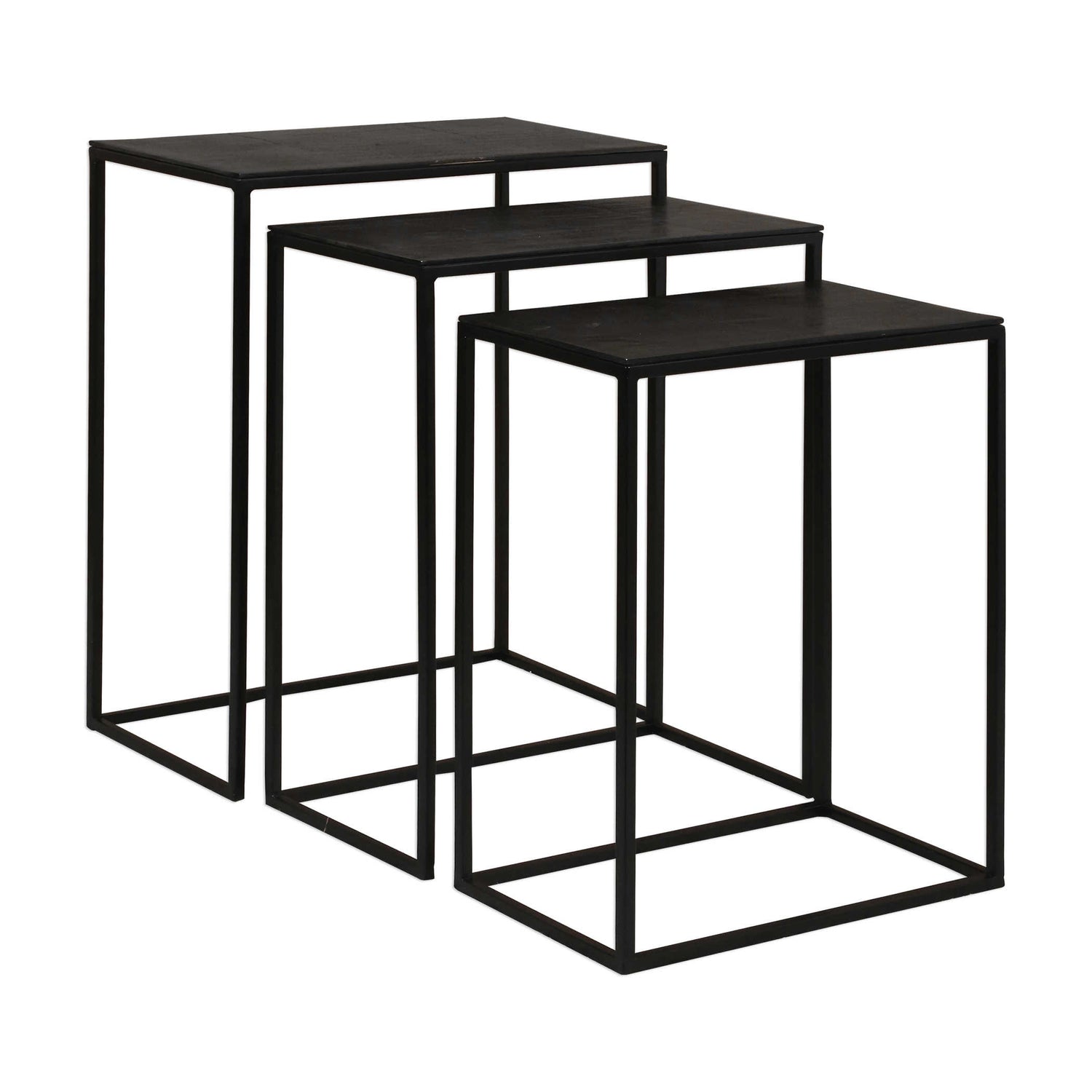 3 Nesting Tables, Iron with Textured Aluminum Top