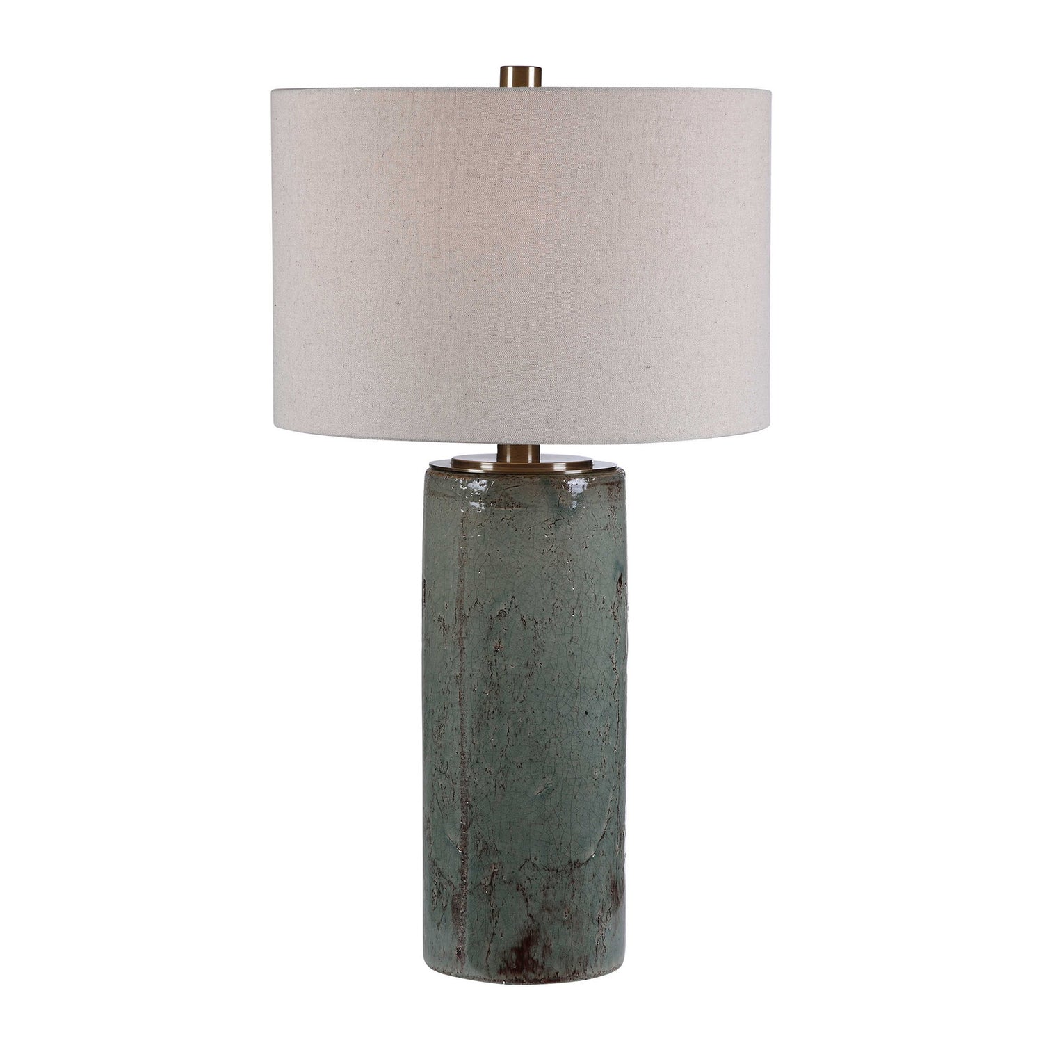 Aqua Blue-Green Crackle Glaze Ceramic Table Lamp, 150 Watt  3-way