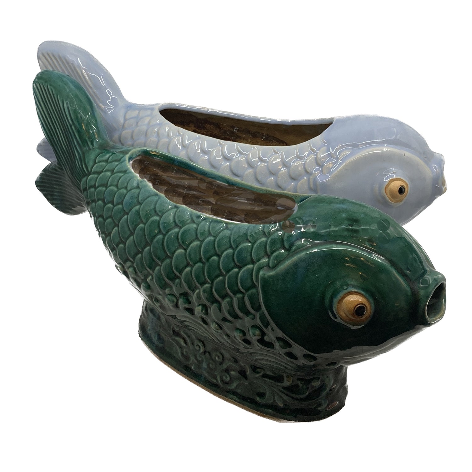 Dragon Kiln Stoneware Open Back Fish, Fired with Mineral Glazes