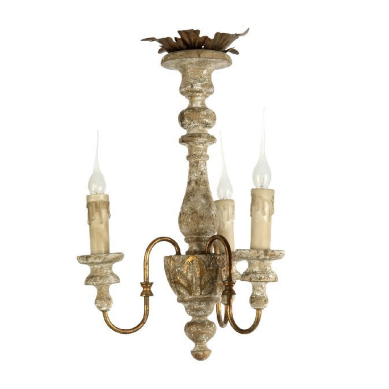 Rustic 3-Candle Wood Chandelier, 60W