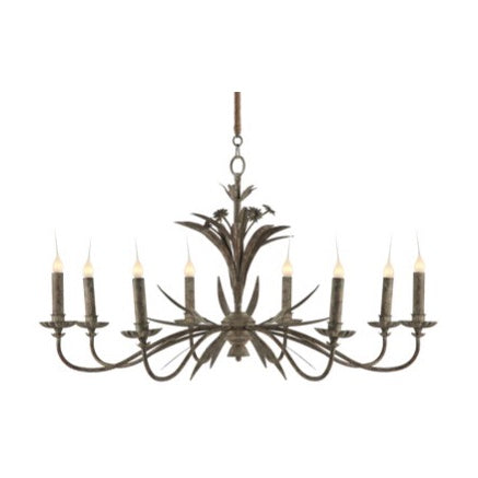 8-Candle Chandelier with Metal Leaves