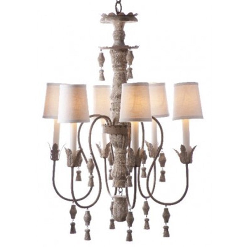 Rustic White 6-Light Chandelier, 60W candelabra