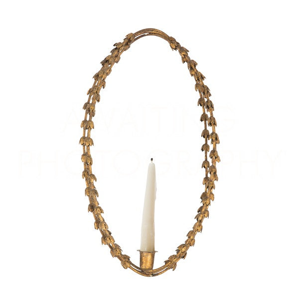 Oval Garland Leaf Candle Sconce with Bracket, 18"h
