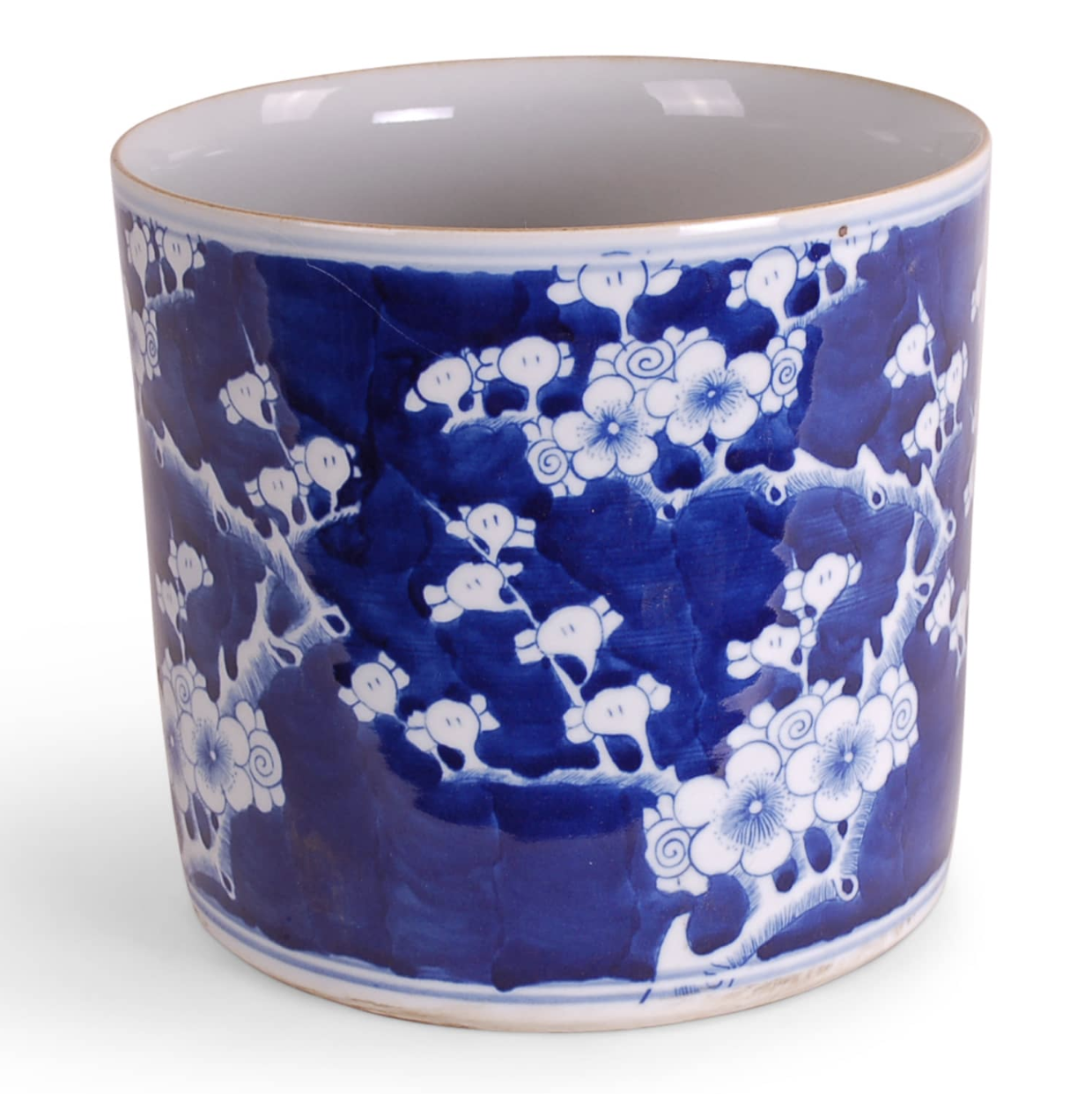 Blue and White Planter, Hawthorne Motif, 8"h