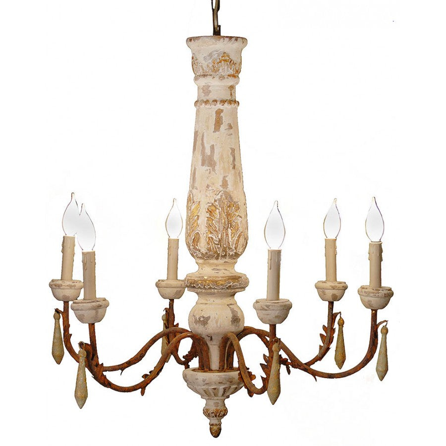 6-Candle Wood Chandelier