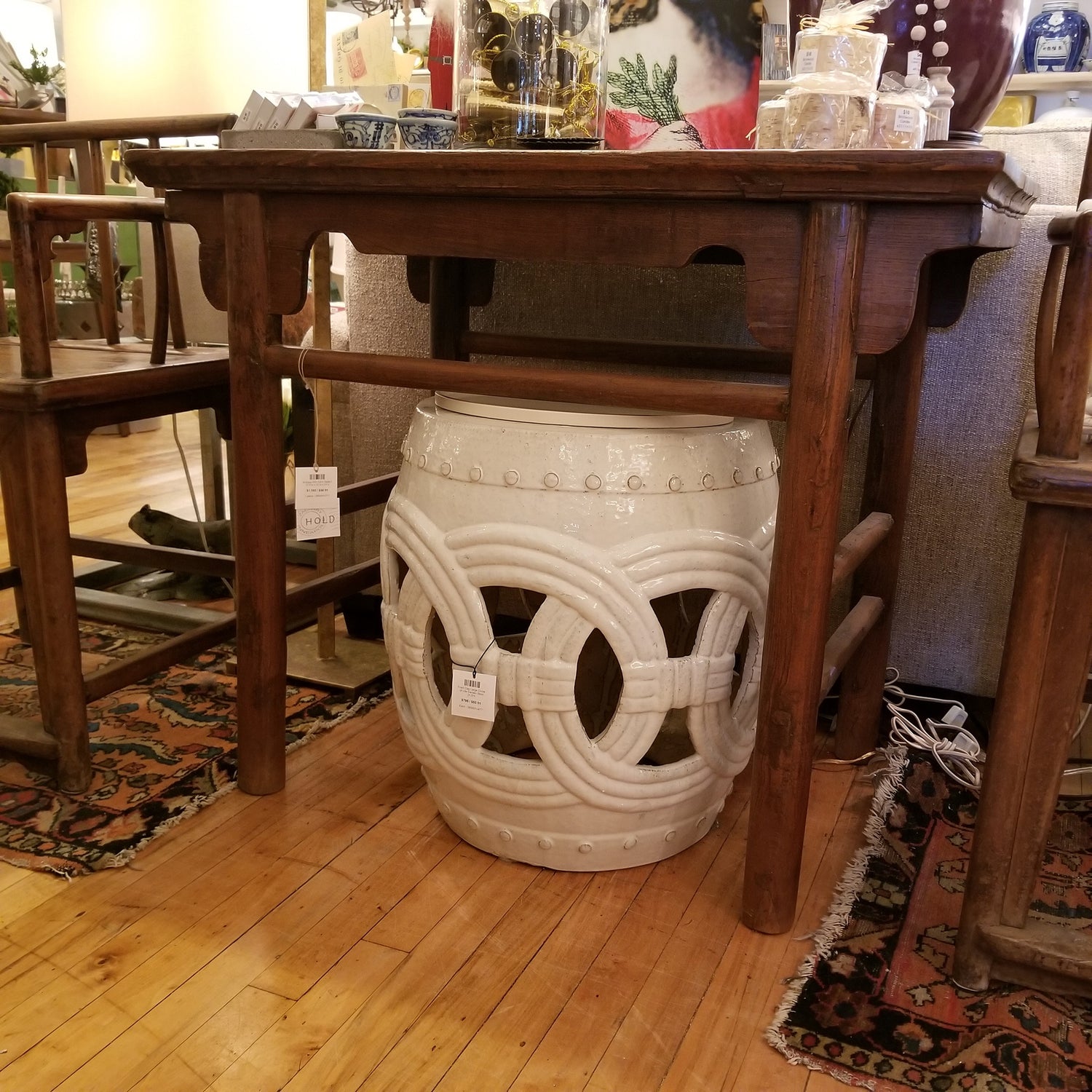 Antique Elm Farm Table, 37.5"w x 22"d x 31"h