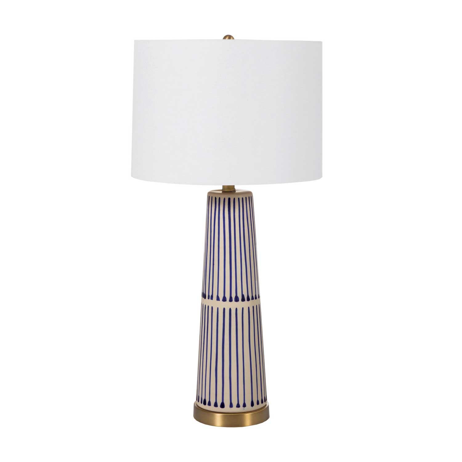 Blue & White Striped Table Lamp, 29.5"h,  150W 3-way