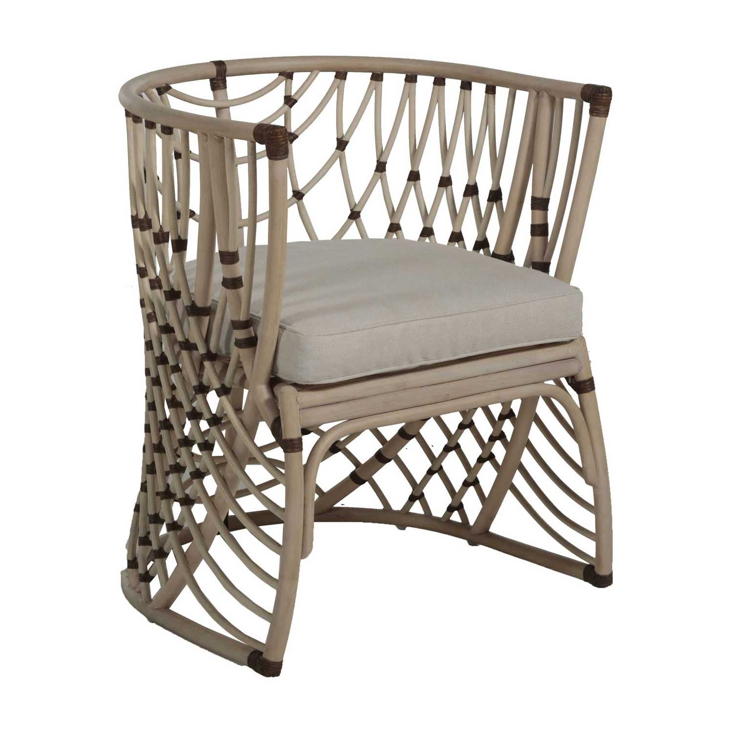 Barrelback Armchair in Whitewashed Natural Rattan