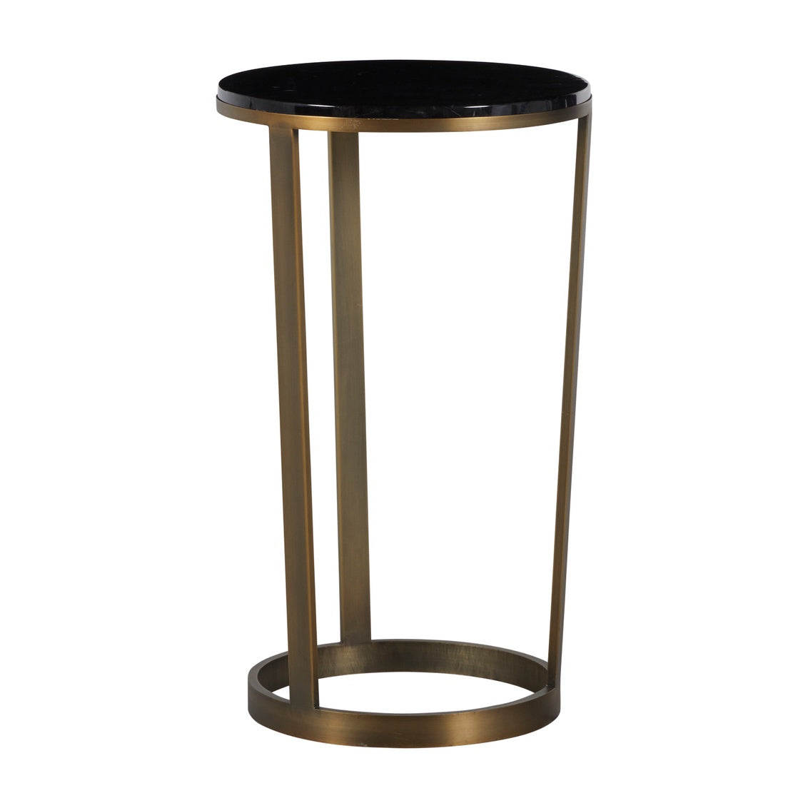 Antiqued Brass Side Table with Black Marble Top, As-Is