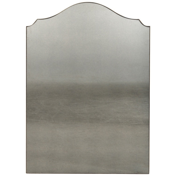 Antiqued Arched Mirror with Narrow Antiqued Gold Metal Frame