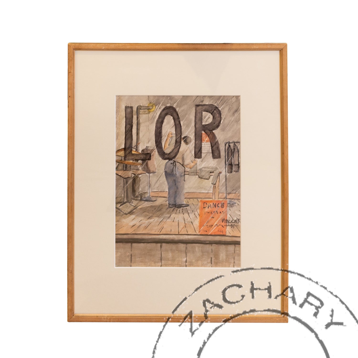 Tailor Shop, Framed Watercolor by Vincent, 1941