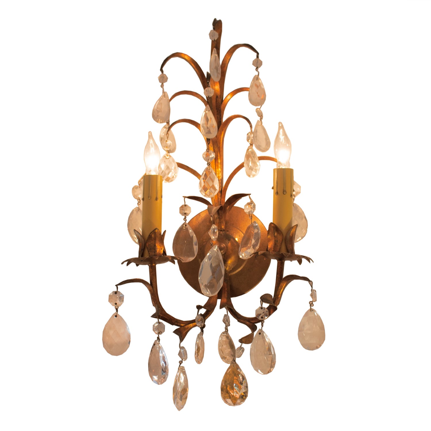 2-Arm Italian Sconce with Crystals