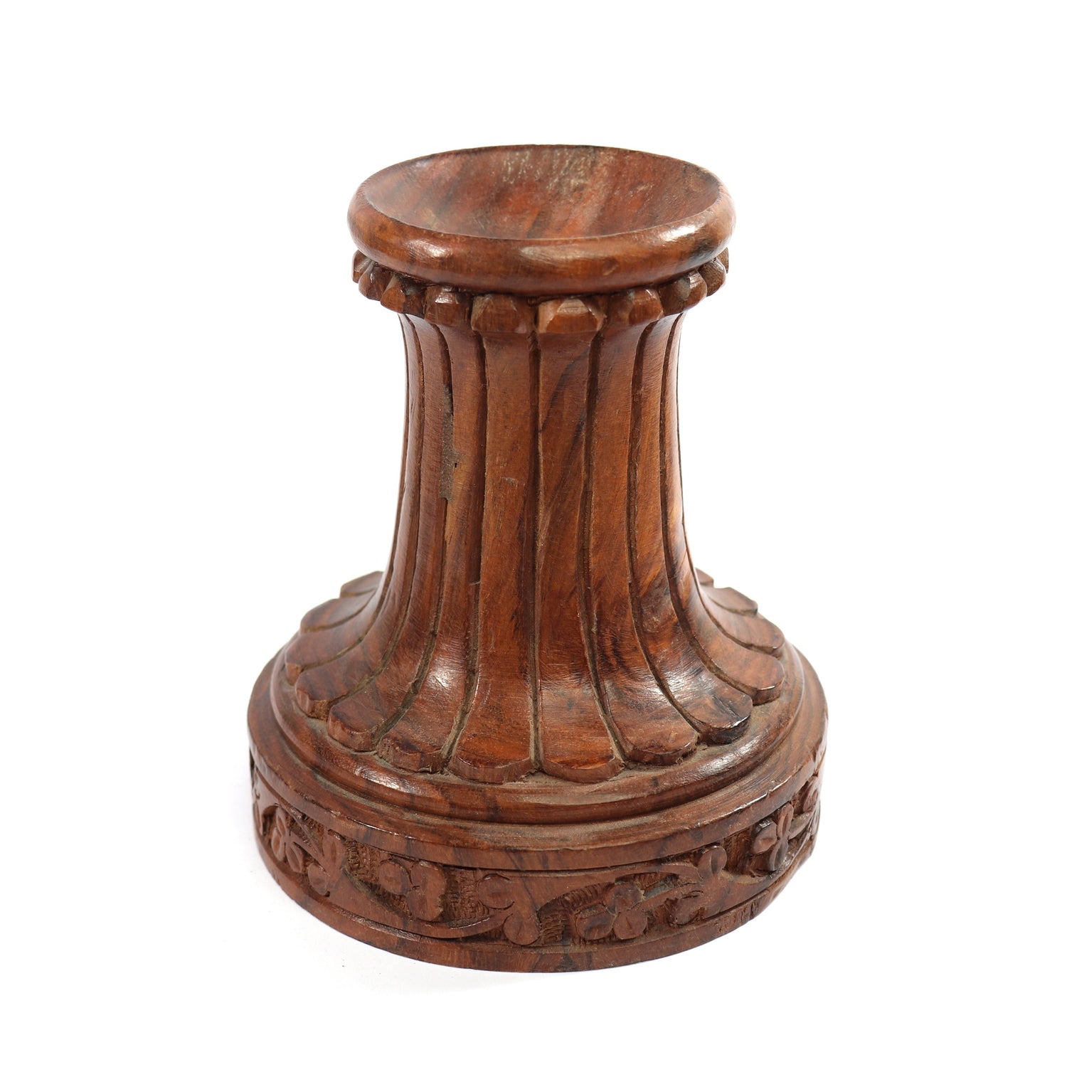 Vintage Hand Carved Wood Orb Stand