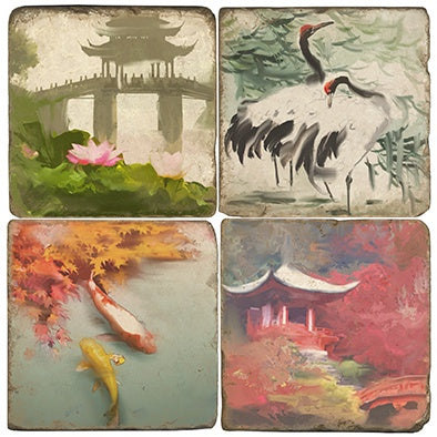 Stone Tile Coaster: Japanese Garden