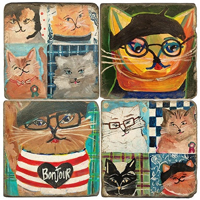 Stone Tile Coaster: Cats