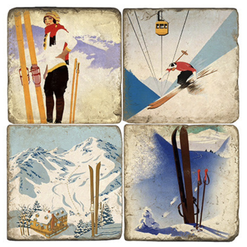 Stone Tile Coaster: Ski III