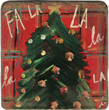 Stone Tile Coaster: Fa La La & Pomegranate