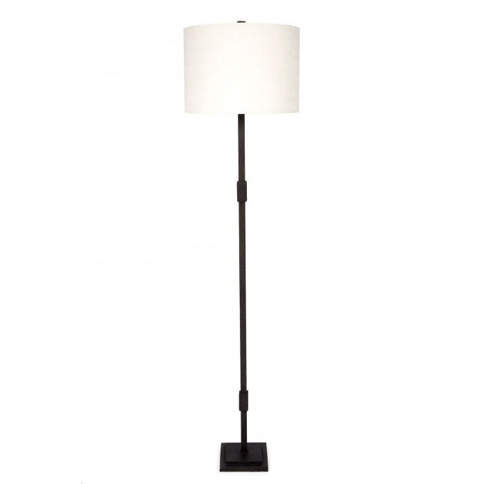 Cast Iron Floor Lamp with Champagne Linen Shade