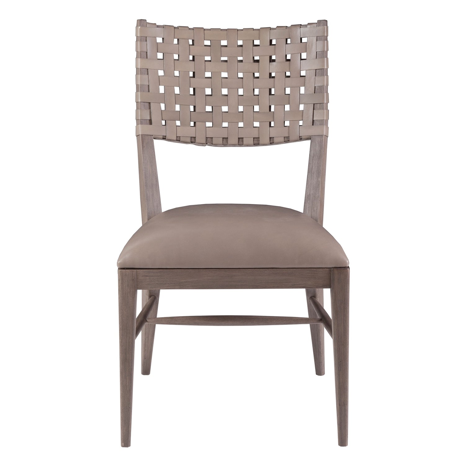 Artistica Milo Leather Side Chair, Grigio Wood Finish