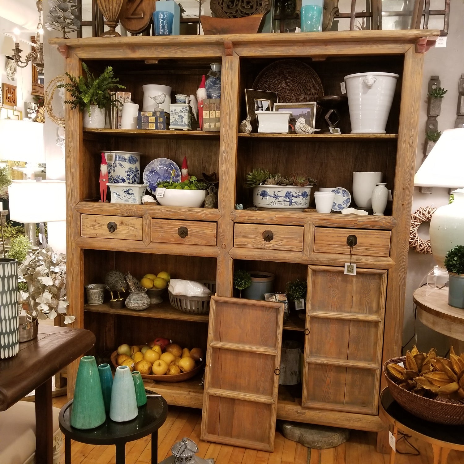 Vintage Elm Cabinet with Removable Doors