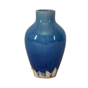 Blue Glazed Vase, 10"h