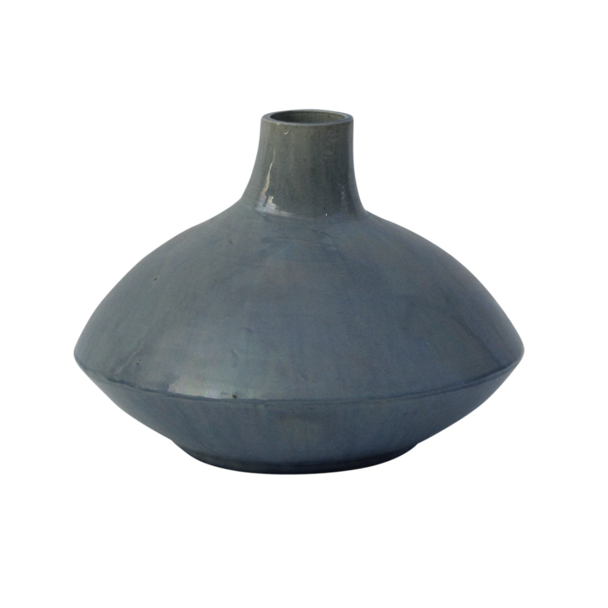 Glazed Teal Vase, 14"w x 10.5"h