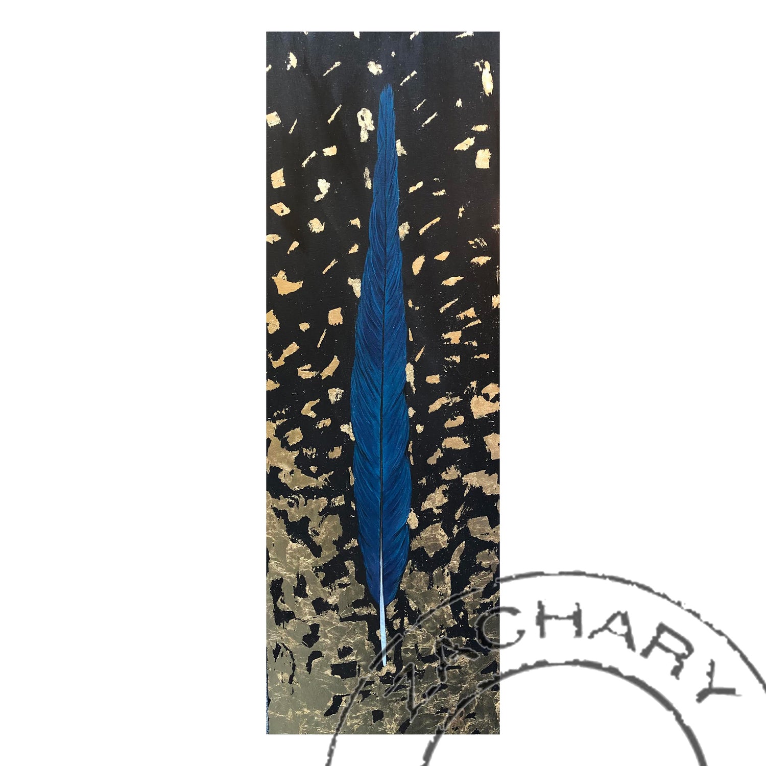 Blue Macaw – Lita, Janella Fesenmaier, Acrylic on Canvas with Gold Leaf, Unframed