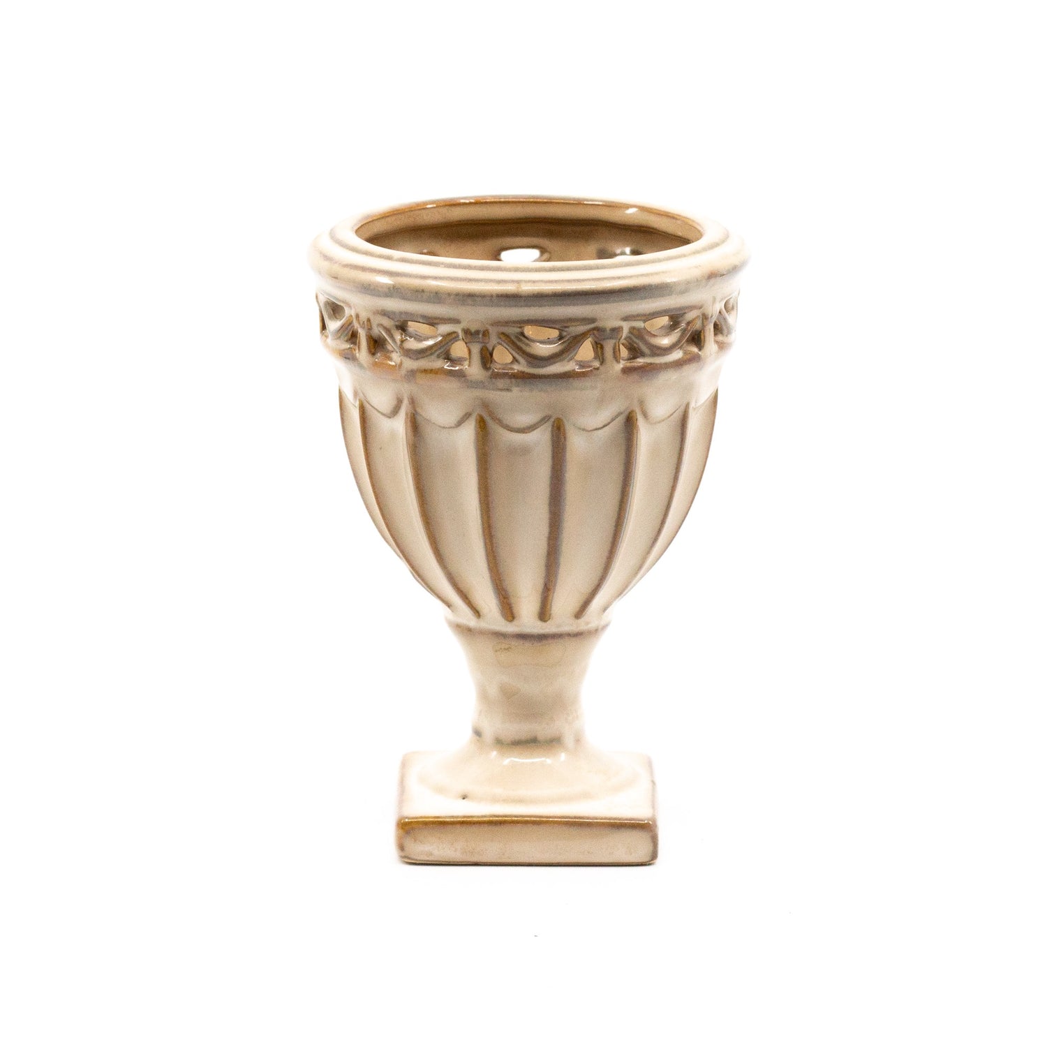 Beige Vase with Gold Trim