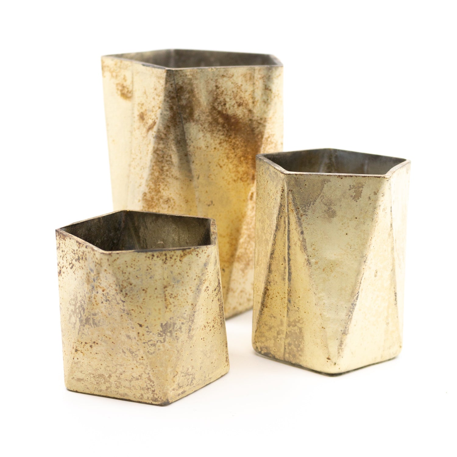 Silver Prism Votive Holder, 2.75" x 2.5"h