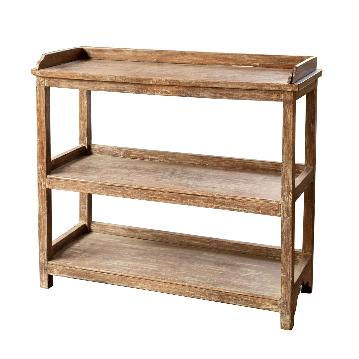 Vintage Whitewashed 3-Tiered Shelf Unit