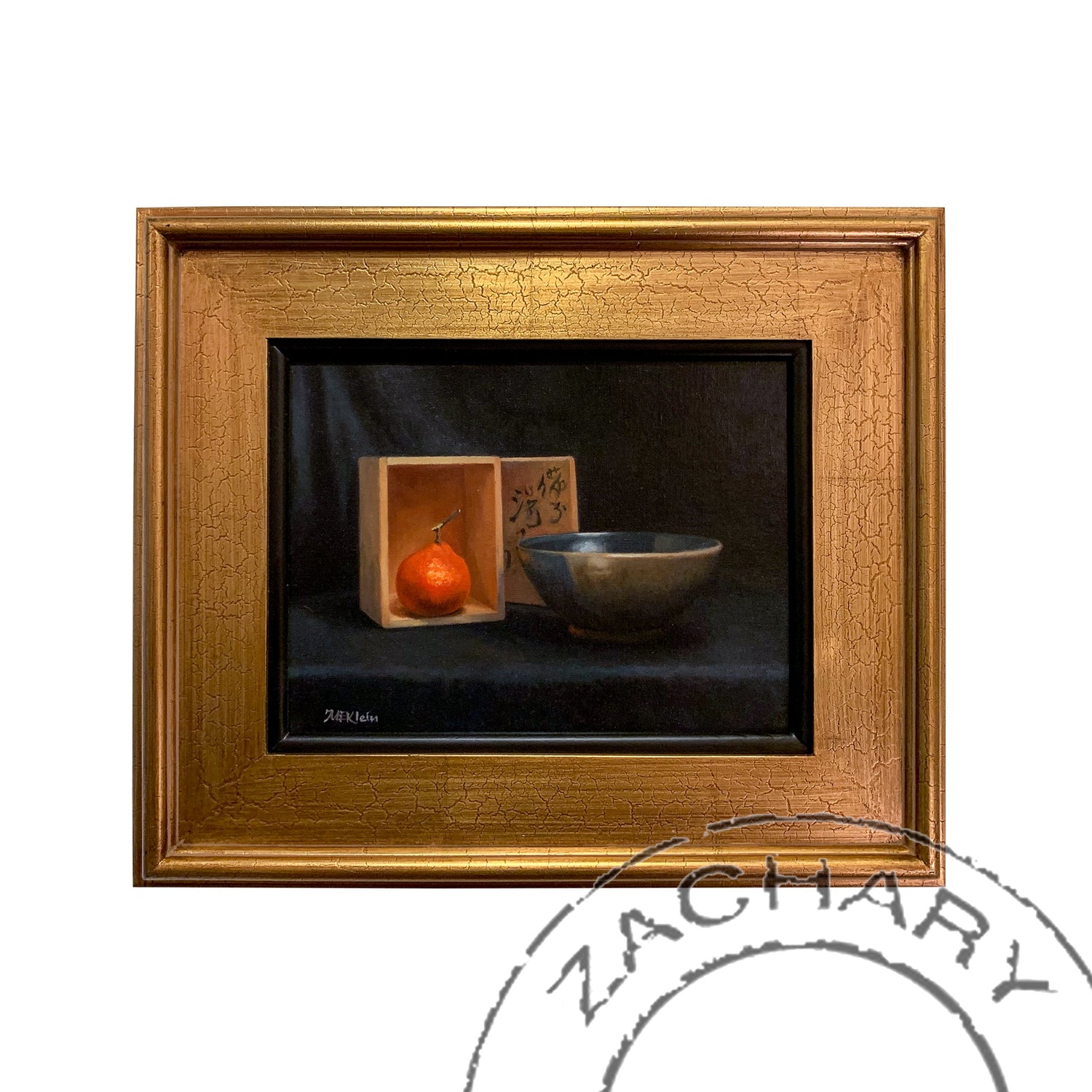 Boxed Orange, Mary Klein, Oil on Panel, Framed