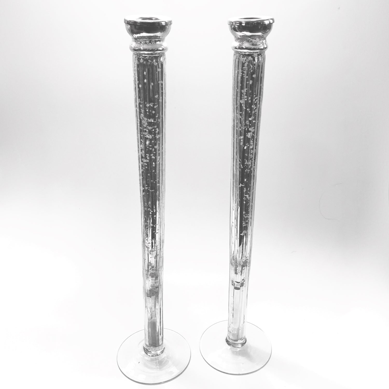Antiqued Silver-Glass Candlestick