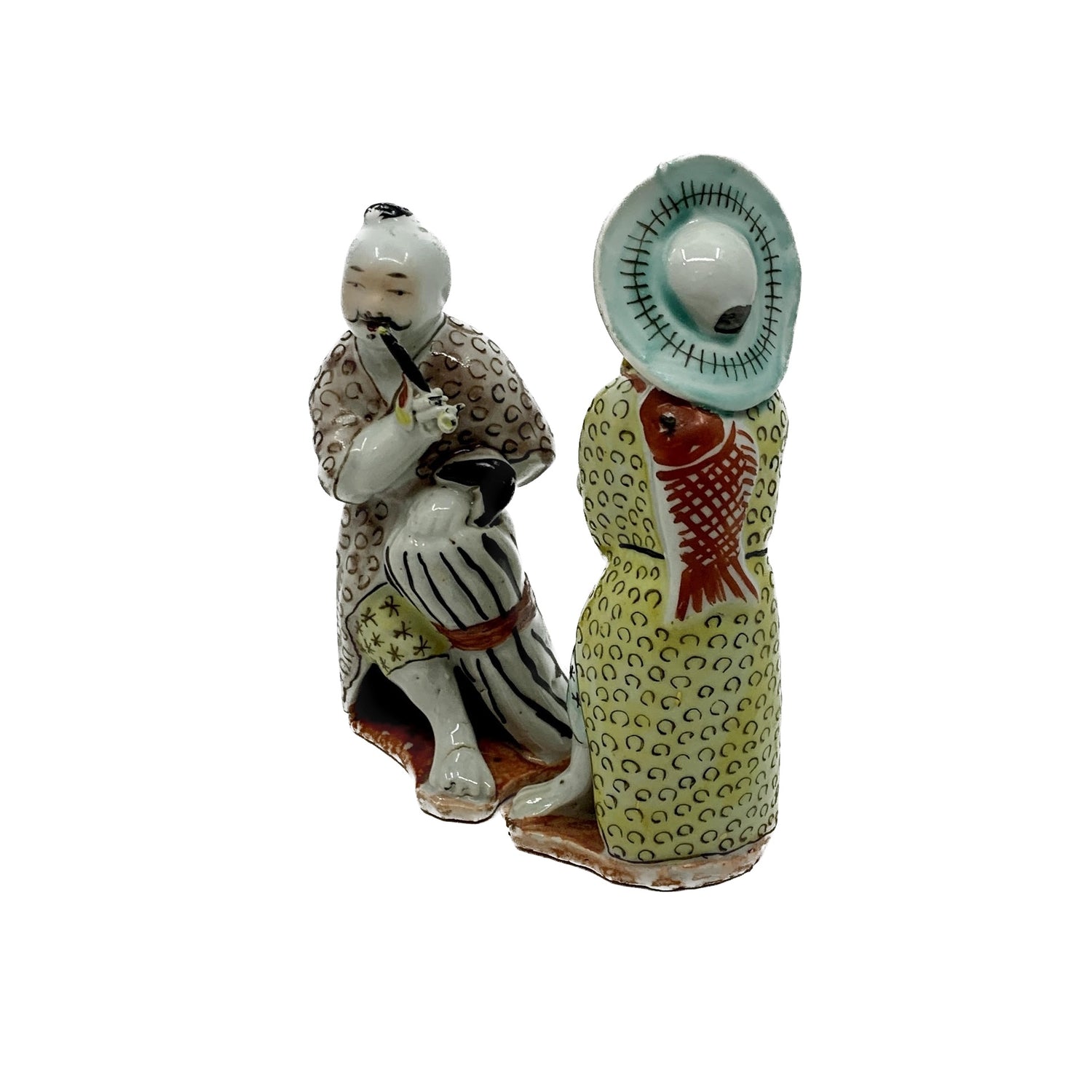 Vintage Chinese Figures w Koi, pair