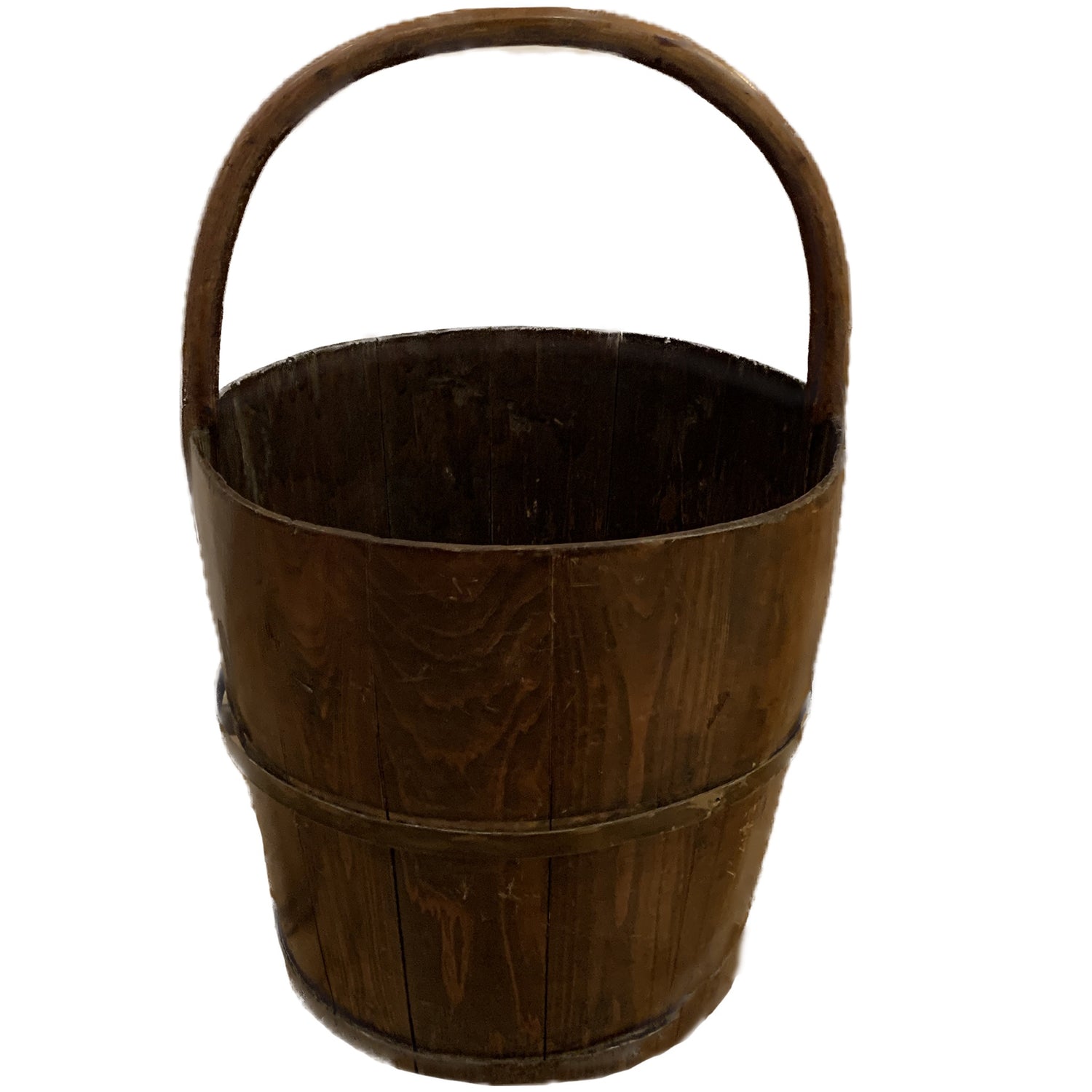 Antique Chinese Wood Bucket with Handle