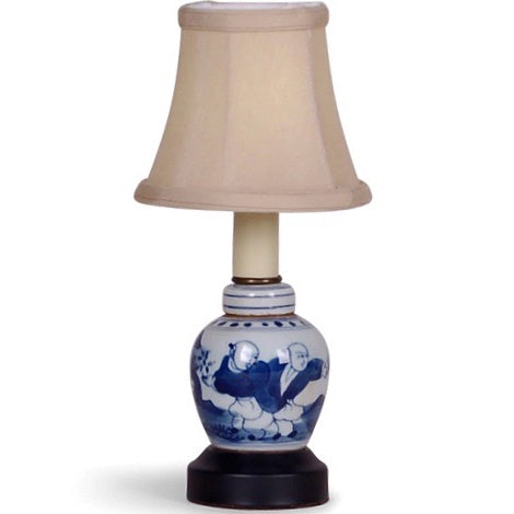 Blue + White Mini Jar Lamp