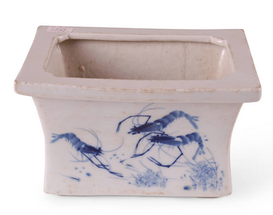 Blue + White Rectangular Planter