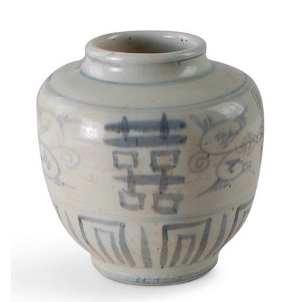 Blue + White Ming-Style Vase with Double Happiness