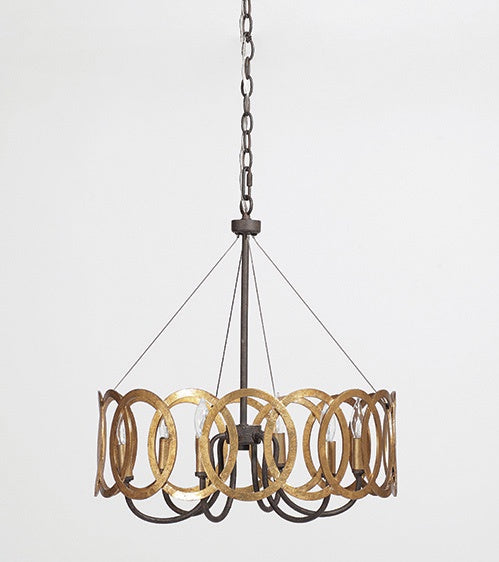 Gold Ring 6-Candle Chandelier, 60W