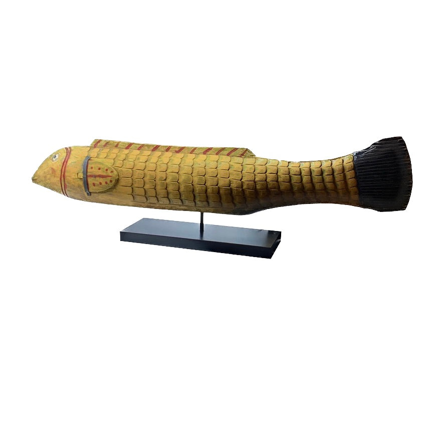 Bambara Fish Headdress on Stand, Yellow