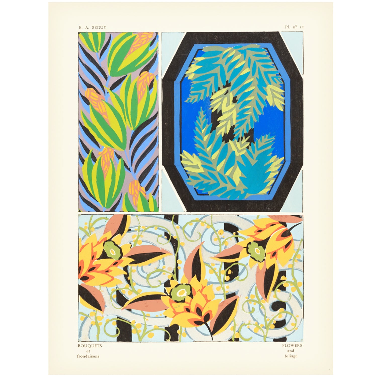 Bouquets et Frondaisons, Pl. 12, E. A. Seguy, Giclee Print, 12x16, Unframed