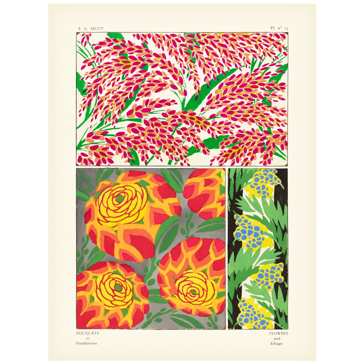 Bouquets et Frondaisons, Pl. 15, E. A. Seguy, Giclee Print, 12x16, Unframed