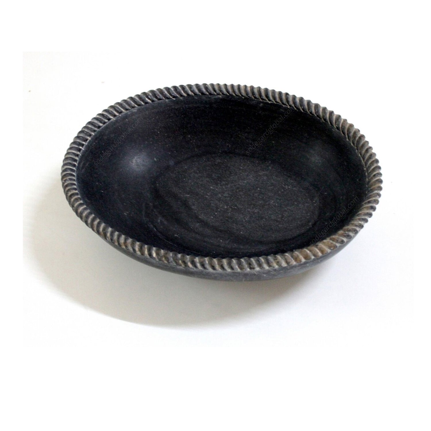 Black Marble "Rope-Edge" Oval Bowl