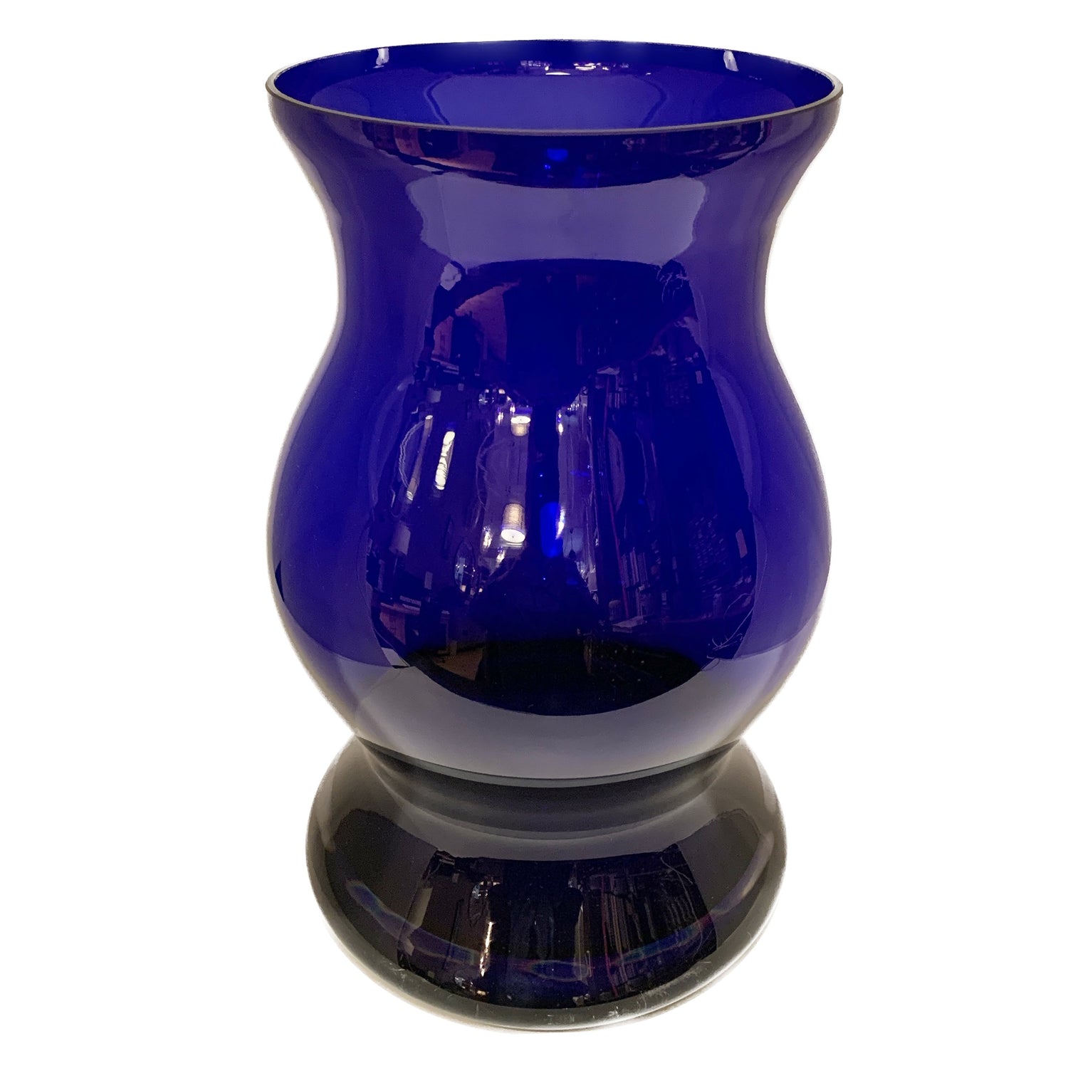 Artisan Cobalt Blue Blown Glass Vase, Romania