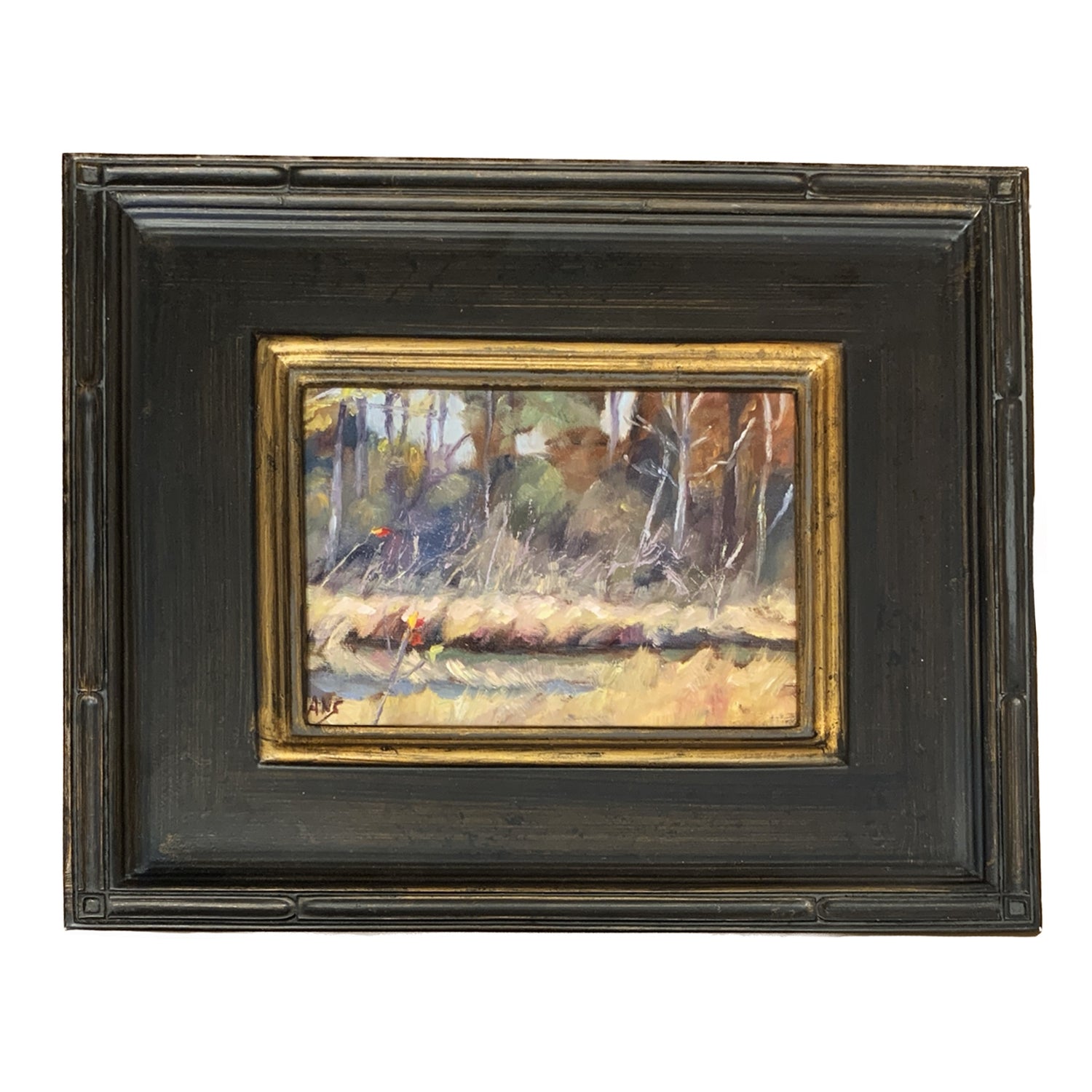 Twilight on the River, Annette Swanson, Oil on Board, Framed