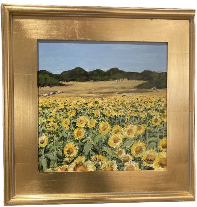 "Sunflowers" Richard Reynolds Ward, Acrylic on Board, Framed