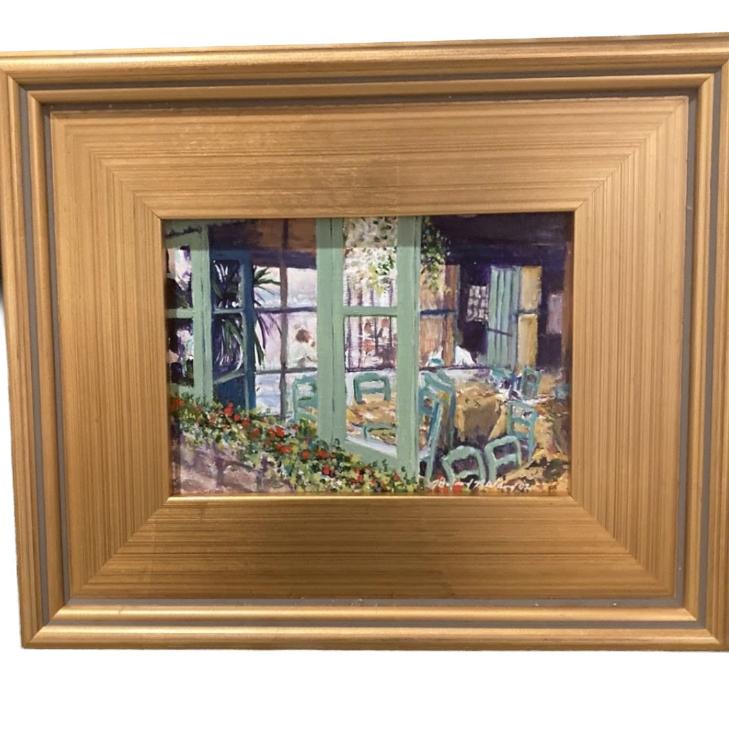 "Cafe Carry-Le-Rouet" Richard Reynolds Ward, Acrylic on Board, Framed