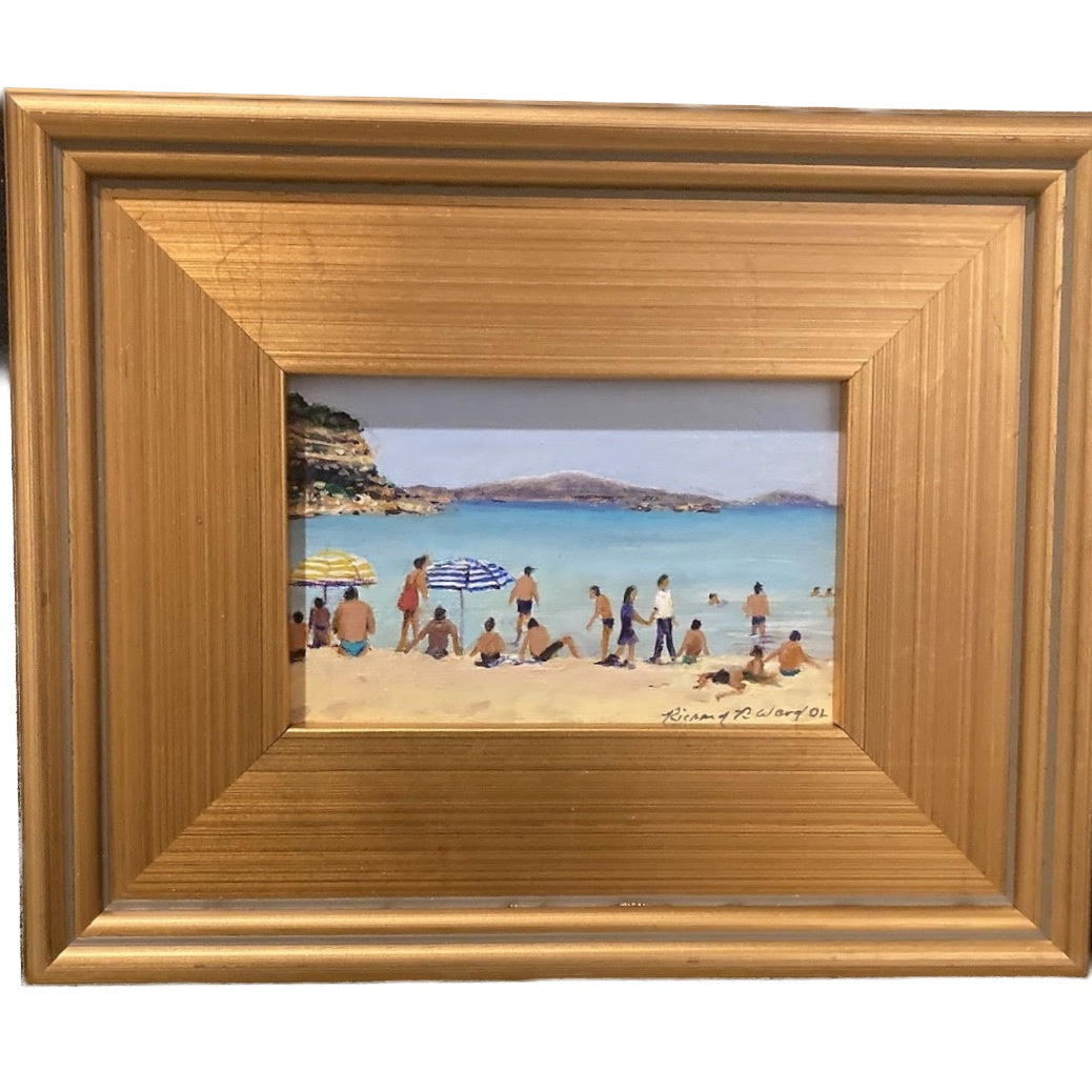 "La Plage" Richard Reynolds Ward, Acrylic on Board, Framed